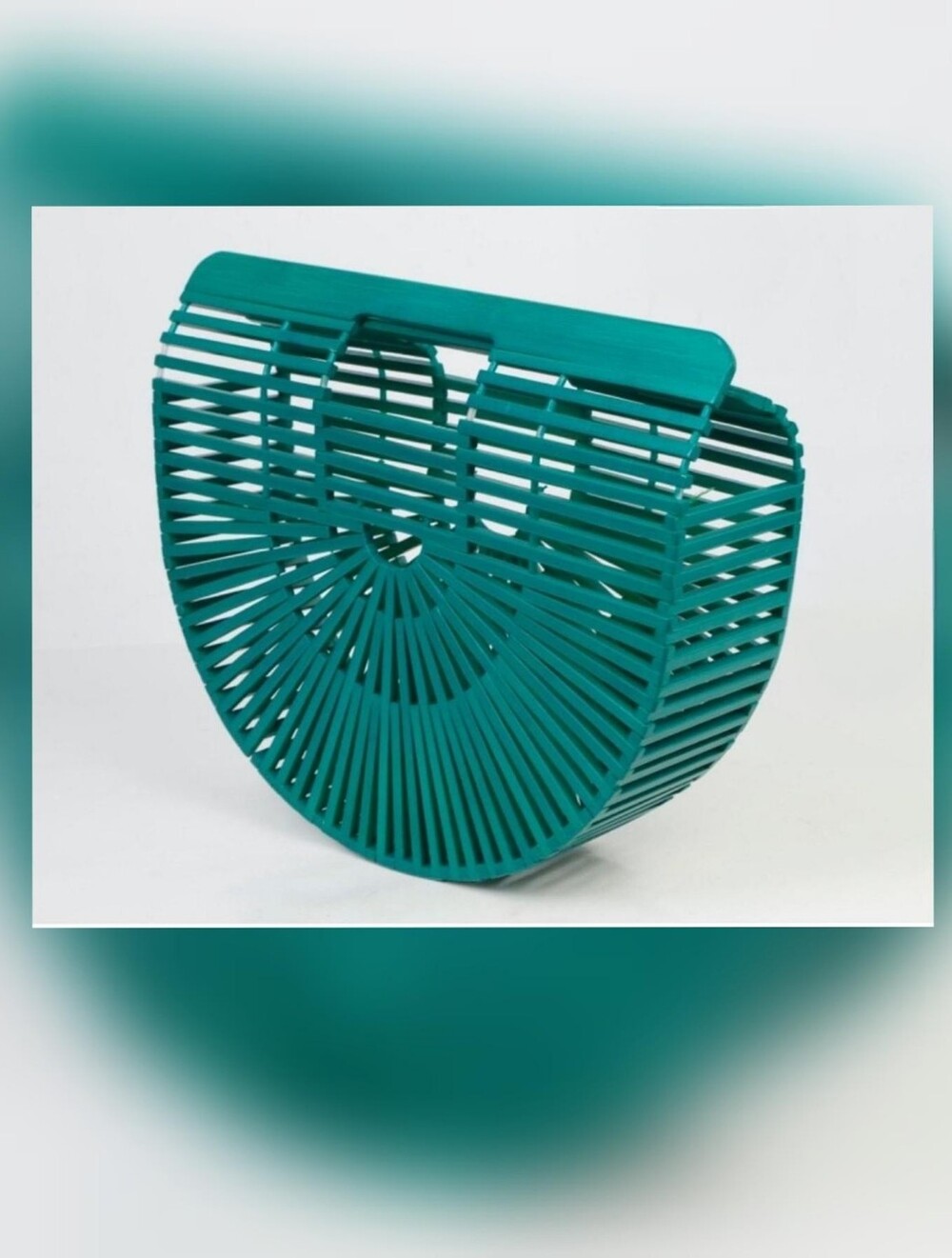 Semi-Circle Slatted Summer Tote - Mint Green